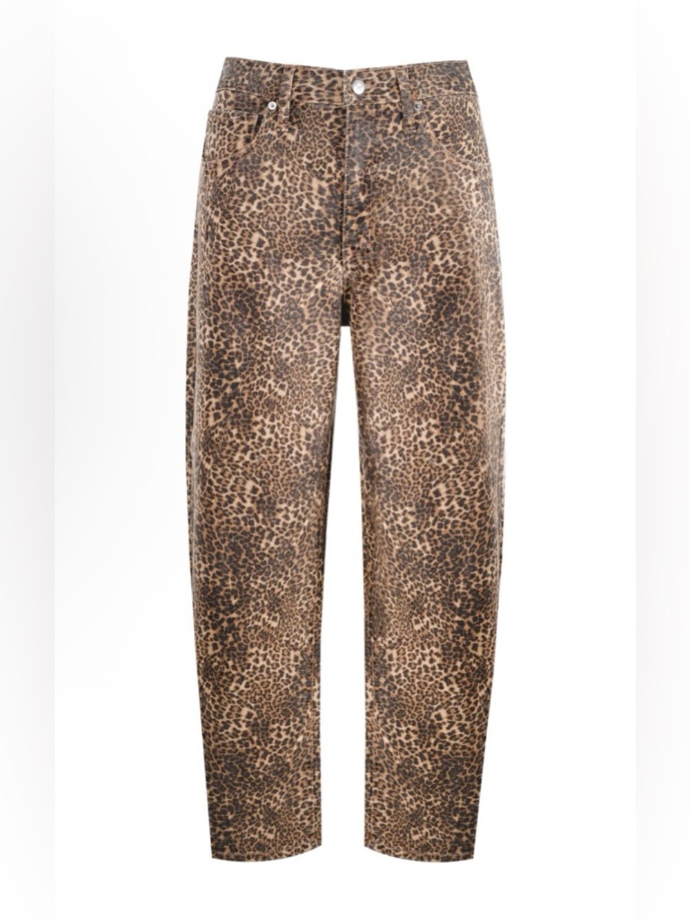 Leopard Print Mid-Rise Jeans - Brown